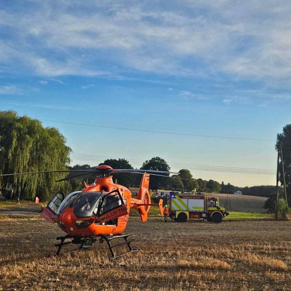 Rettungshubschrauber im Einsatz: Schwer verletzte Motorradfahrer auf der Essener Straße